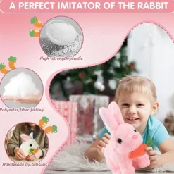 My Realistic Bunny Toy Interactive Electronic Pet Toys Bunnies can Hops Walks and Wiggles its EarsEaster Plush Stuffed Bunny Toy Educational Toys for Kids