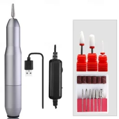 Nail Drill Portable Electric Nail Drill USB Electric Nail Filer With Drill Bits Sanding Bands Professional Nail Drill Machine Tools For Acrylic Nails Gel Nail
