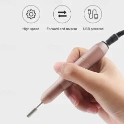 Nail Drill Portable Electric Nail Drill USB Electric Nail Filer With Drill Bits Sanding Bands Professional Nail Drill Machine Tools For Acrylic Nails Gel Nail