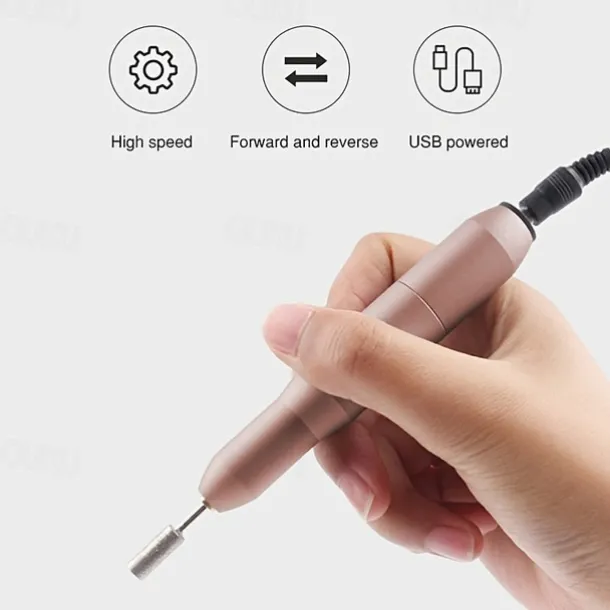 Nail Drill Portable Electric Nail Drill USB Electric Nail Filer With Drill Bits Sanding Bands Professional Nail Drill Machine Tools For Acrylic Nails Gel Nail