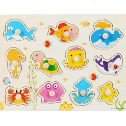 Nail Grasping Board Puzzle Children'S Montessori Early Education Wooden Toys Alphanumeric Fruit Shape Cognitive Jigsaw Puzzle