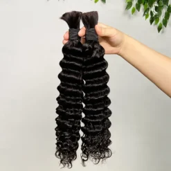 Natural Color No Weft Remy Bulk Hair 3 Bundle Of Human Hair 10-28 Inches