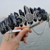 Natural Crystal Electroplated Black Electroplated Colorful White Wicca Witch Accessories Chain Crown Hair Band for Walpurgis Night