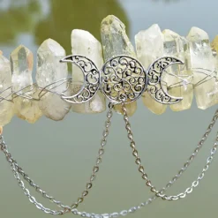 Natural Crystal Electroplated Black Electroplated Colorful White Wicca Witch Accessories Chain Crown Hair Band for Walpurgis Night