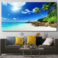Natural Modern Seascape Wall Pictures Landscape Beach Sea Ocean Canvas Painting Wall Art Posters for Living Room Decor Cuadros