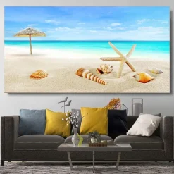 Natural Modern Seascape Wall Pictures Landscape Beach Sea Ocean Canvas Painting Wall Art Posters for Living Room Decor Cuadros