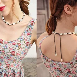 Natural Shell Necklace Bracelet Anklet Set Handmade Adjustable Summer Boho Hawaii Beach Seashell Choker Jewelry Gift for Women Girls