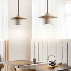 Natural Stone Shade Pendant Light Japanese Wabi Sabi Hanging Lamp with E27 Base Bedside Restaurant Kitchen Aisle Bar Club Suspension Lamp