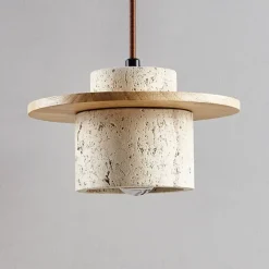 Natural Stone Shade Pendant Light Japanese Wabi Sabi Hanging Lamp with E27 Base Bedside Restaurant Kitchen Aisle Bar Club Suspension Lamp