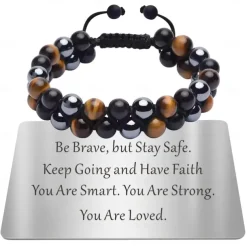 Natural Tiger Eye Agate Bracelet Men's Woven Adjustable Black Magnet Yoga Beaded Bracelet