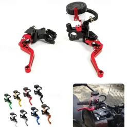 Nawenson Universal 7/8" 22mm Motorcycle Clutch Brake Master Cylinder Reservoir Levers Kit Fluid Reservoir Set Cylinder Reservoir Lever Kit Fluid Reservoir Set