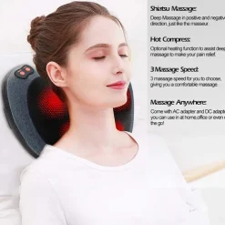 Neck Massager Electric Back Massager with Heat Neck Back Pain Relief Gifts Deep Tissue Kneading Massage Pillow