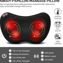 Neck Massager Electric Back Massager with Heat Neck Back Pain Relief Gifts Deep Tissue Kneading Massage Pillow
