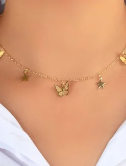 Necklace For Women's Wedding Party Evening Gift Alloy Fancy Butterfly