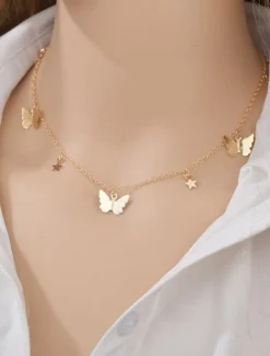 Necklace For Women's Wedding Party Evening Gift Alloy Fancy Butterfly