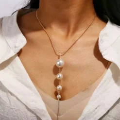 Necklace Imitation Pearl Chrome Women's Vintage Simple Sweet Classic Necklace For Party Street Gift