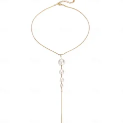 Necklace Imitation Pearl Chrome Women's Vintage Simple Sweet Classic Necklace For Party Street Gift