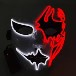 Neon Light LED Mask LED Halloween Scary Mask Cosplay Party Masque Masquerade Masks Halloween Costume Carnival Glow Party Props