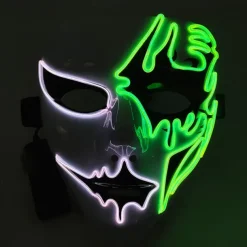 Neon Light LED Mask LED Halloween Scary Mask Cosplay Party Masque Masquerade Masks Halloween Costume Carnival Glow Party Props