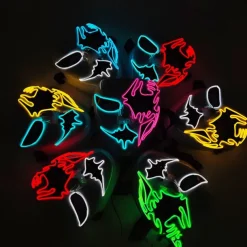 Neon Light LED Mask LED Halloween Scary Mask Cosplay Party Masque Masquerade Masks Halloween Costume Carnival Glow Party Props