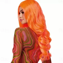 Neon Peach Fashion Curls Wig for Carnival Fancy Dress Party Cosplay Costume Hair Accessory