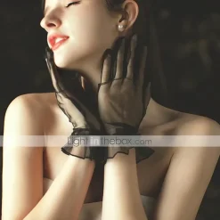 Net Wrist Length Glove Party / Evening / Lace With Ruffles / Solid Wedding / Party Glove