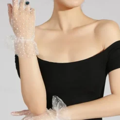Net Wrist Length Glove Vintage Style / Elegant With Faux Pearl Wedding / Party Glove