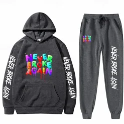 Never Broke Again Young Boy Pants Outfits Hoodie Anime Harajuku Graphic Kawaii For Couple's Men's Women's Adults' Hot Stamping Sports Casual Daily