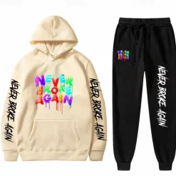 Never Broke Again Young Boy Pants Outfits Hoodie Anime Harajuku Graphic Kawaii For Couple's Men's Women's Adults' Hot Stamping Sports Casual Daily