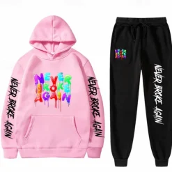 Never Broke Again Young Boy Pants Outfits Hoodie Anime Harajuku Graphic Kawaii For Couple's Men's Women's Adults' Hot Stamping Sports Casual Daily
