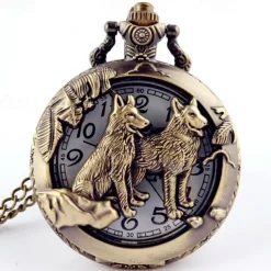 New Arrival Quartz Pocket Watch Open-faced Cover Mixed Style Wild Wolf Embossment Transparent Lid Pendant Unisex Women Men Watch