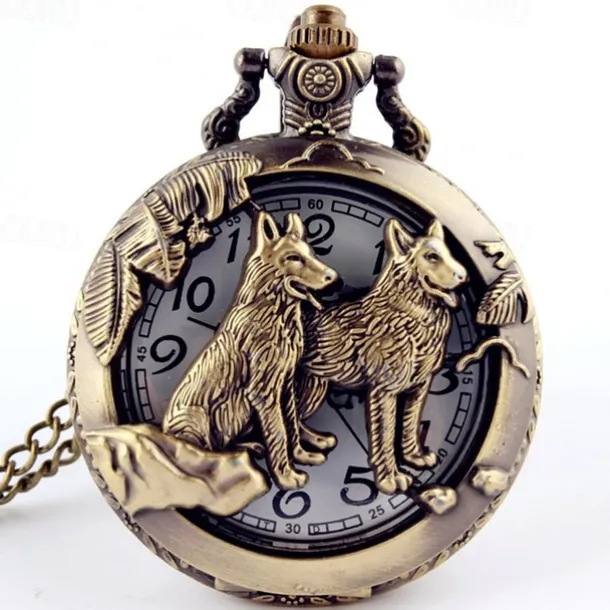 New Arrival Quartz Pocket Watch Open-faced Cover Mixed Style Wild Wolf Embossment Transparent Lid Pendant Unisex Women Men Watch