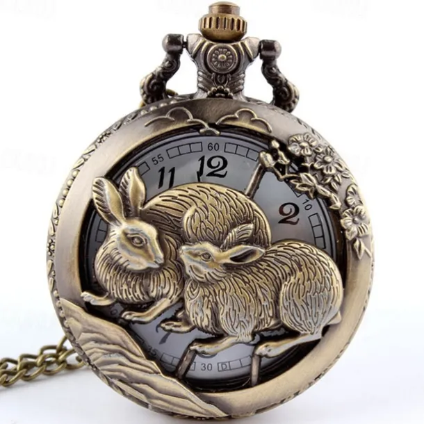 New Arrival Quartz Pocket Watch Open-faced Cover Mixed Style Wild Wolf Embossment Transparent Lid Pendant Unisex Women Men Watch