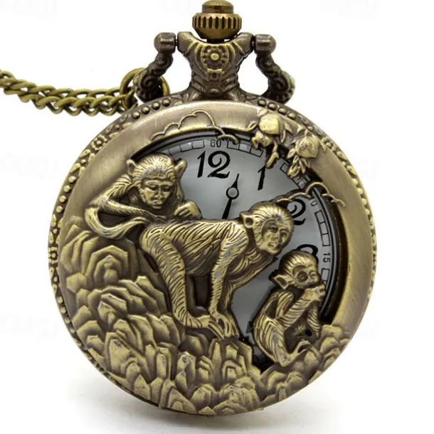 New Arrival Quartz Pocket Watch Open-faced Cover Mixed Style Wild Wolf Embossment Transparent Lid Pendant Unisex Women Men Watch