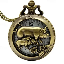 New Arrival Quartz Pocket Watch Open-faced Cover Mixed Style Wild Wolf Embossment Transparent Lid Pendant Unisex Women Men Watch