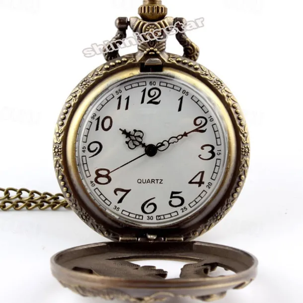 New Arrival Quartz Pocket Watch Open-faced Cover Mixed Style Wild Wolf Embossment Transparent Lid Pendant Unisex Women Men Watch