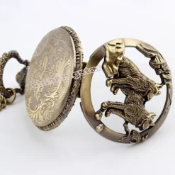 New Arrival Quartz Pocket Watch Open-faced Cover Mixed Style Wild Wolf Embossment Transparent Lid Pendant Unisex Women Men Watch