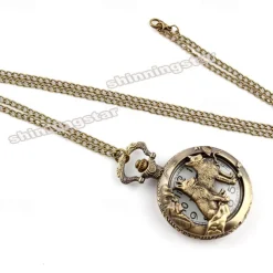 New Arrival Quartz Pocket Watch Open-faced Cover Mixed Style Wild Wolf Embossment Transparent Lid Pendant Unisex Women Men Watch