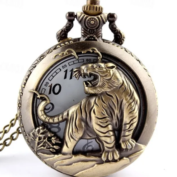New Arrival Quartz Pocket Watch Open-faced Cover Mixed Style Wild Wolf Embossment Transparent Lid Pendant Unisex Women Men Watch