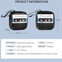 New creative tinplate coin purse retro audio cassette coin purse keychain earphone storage bag stonego bag 1PC/2Pcs (6 type optional)