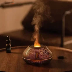 New Essential Oil Diffuser Air Humidifier Ultrasonic Cool Mist Maker Fogger with 7-color Flame Lamp Aroma Diffuser