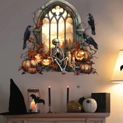 New Halloween Horror Hole Wall Decals - Spooky Party Decor, Self-Adhesive Waterproof Stickers for Doors and Windows