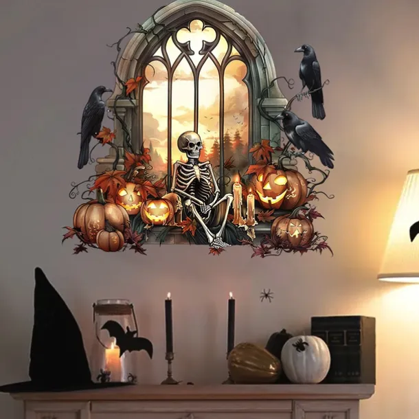 New Halloween Horror Hole Wall Decals - Spooky Party Decor, Self-Adhesive Waterproof Stickers for Doors and Windows