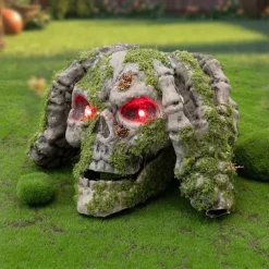 New Halloween Skull Ornament Outdoor Atmosphere Long Moss Glowing Vintage Hands-on-Head Skull