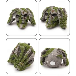New Halloween Skull Ornament Outdoor Atmosphere Long Moss Glowing Vintage Hands-on-Head Skull