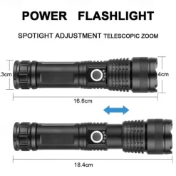 NEW High Power LED Flashlight XHP50Super Bright Usb Rechargeable Torch 18650 Zoom Powerful Flash Light Hunting Lantern （no battery）