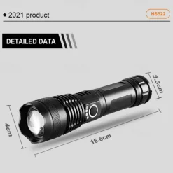 NEW High Power LED Flashlight XHP50Super Bright Usb Rechargeable Torch 18650 Zoom Powerful Flash Light Hunting Lantern （no battery）