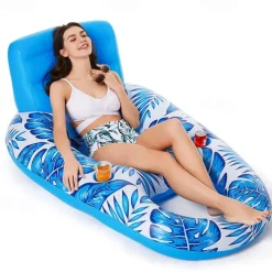 New Inflatable Floating Drainage Upper Leisure Inflatable Floating Bed Leaf Inflatable Net Floating Row With Backrest Inflatable Hammock
