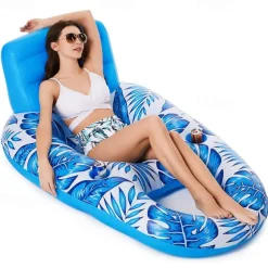 New Inflatable Floating Drainage Upper Leisure Inflatable Floating Bed Leaf Inflatable Net Floating Row With Backrest Inflatable Hammock