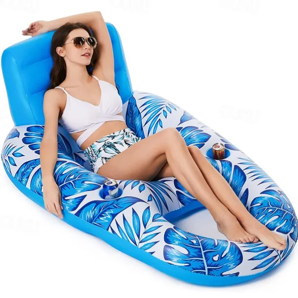 New Inflatable Floating Drainage Upper Leisure Inflatable Floating Bed Leaf Inflatable Net Floating Row With Backrest Inflatable Hammock
